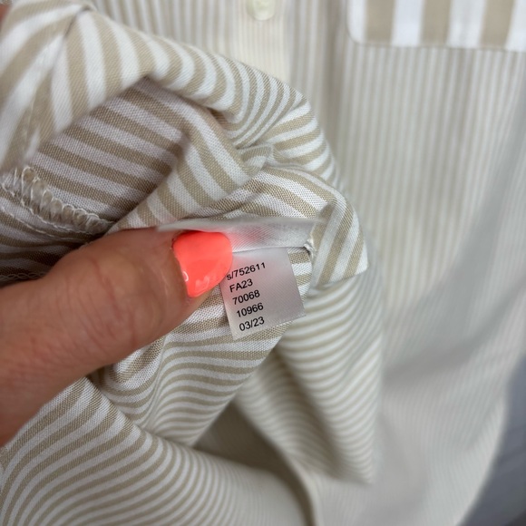 LOFT Striped Oversized Everyday Shirt Tan and White Button Down - Picture 7 of 7